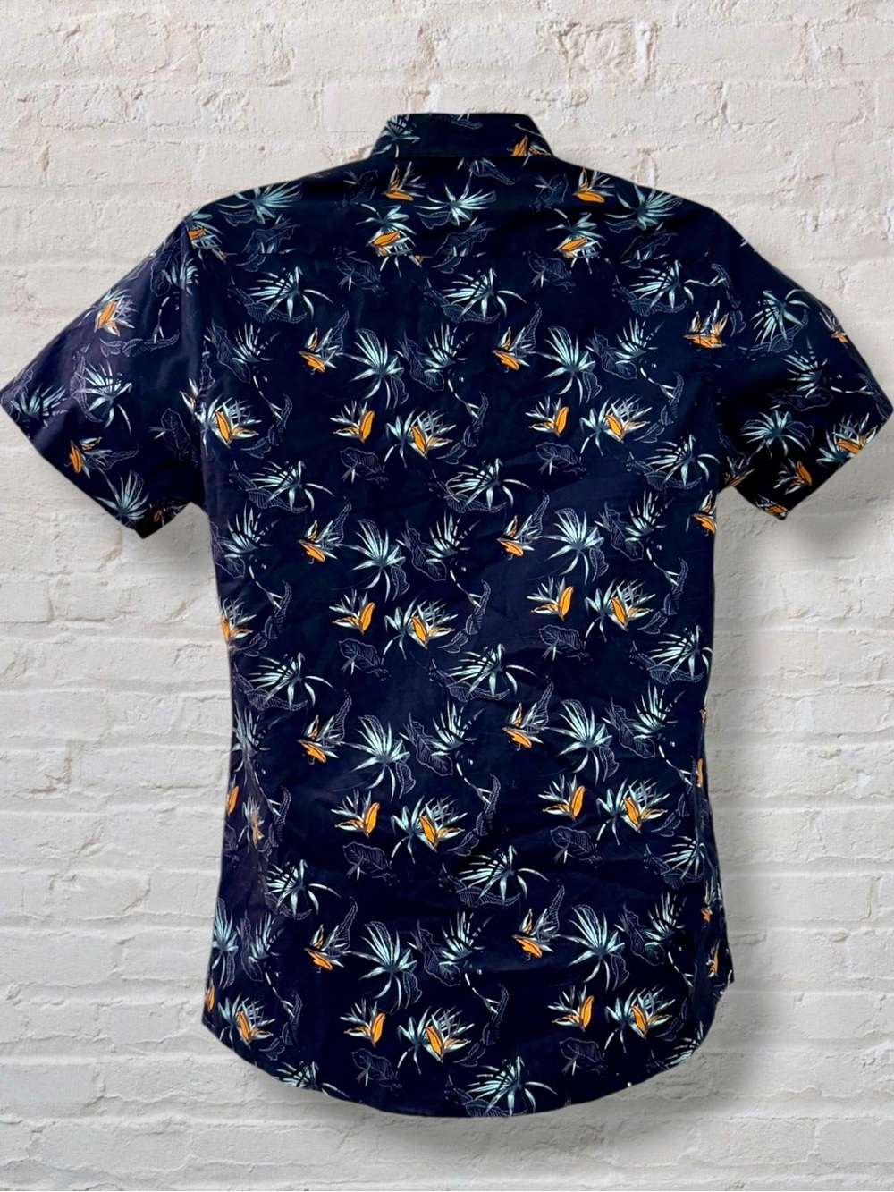 Molokai Surf Co Tropical Floral Shirt Mens Medium Blue Orange Hawaiian shirt - Picture 3 of 8